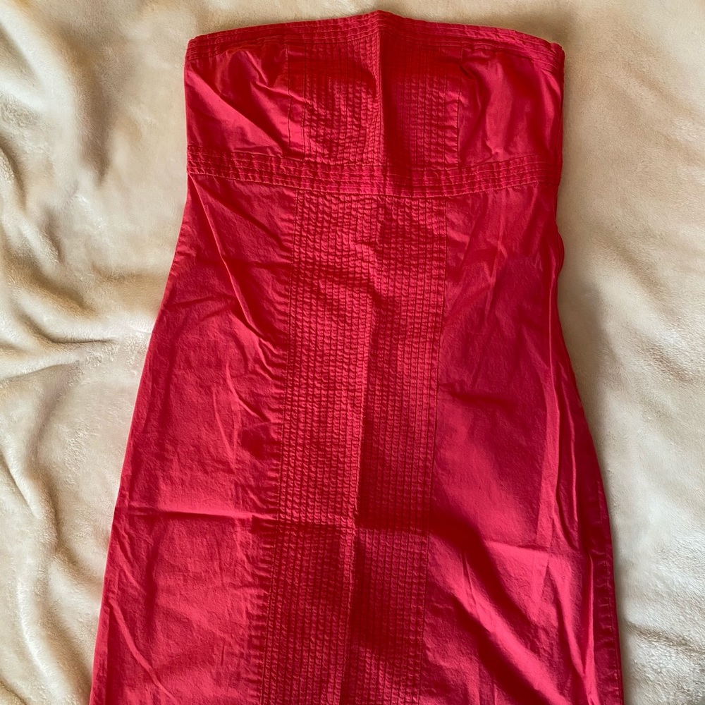 Coral strapless dress